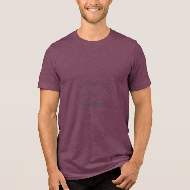 Simple Script Kindness Hands Heart T-Shirt Tri-Blend Shirt (Front)