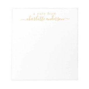 Simple Script Lettering in Yellow Personalised  Notepad