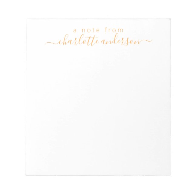 Simple Script Lettering in Yellow Personalised  Notepad (Front)