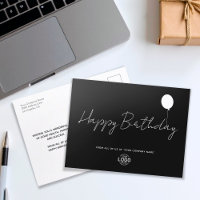 Simple Script Logo Black White Business Birthday