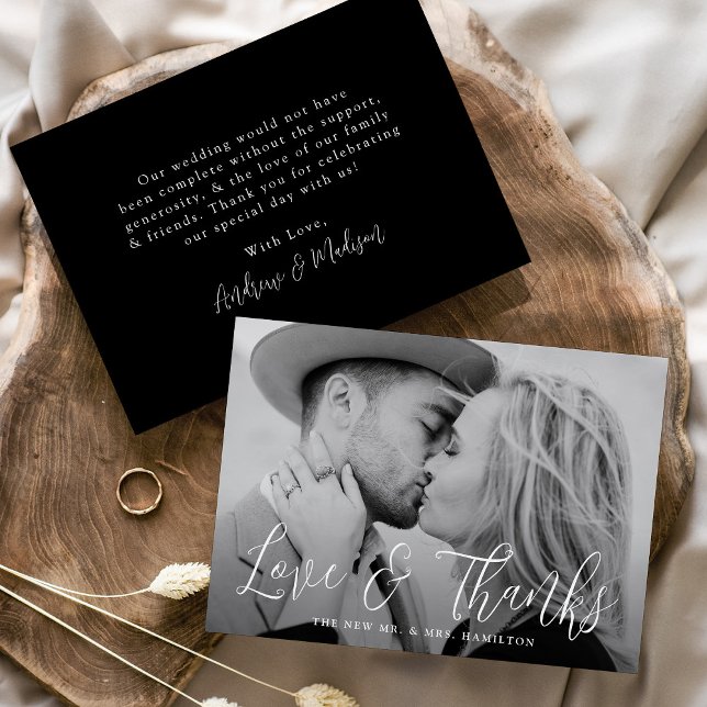 Simple Script Love and Thanks Photo Wedding Thank You Card (Creator Uploaded)