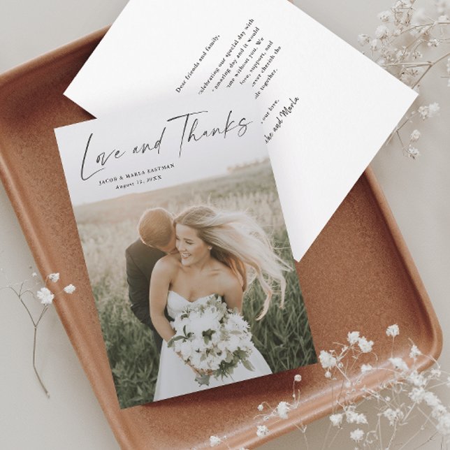 Simple Script Love and Thanks Photo Wedding Thank You Card (Creator Uploaded)