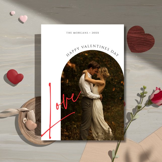 Simple Script Love Arch Photo Valentines Day Holiday Card (Creator Uploaded)
