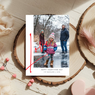 Simple Script Love Overlay Family Photo Valentines Holiday Card