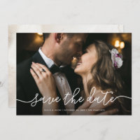Simple Script Marble Back | Photo Save the Date