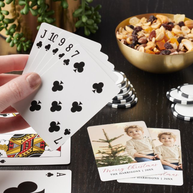 Simple Script Merry Christmas Photo Playing Cards (In Situ)