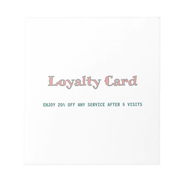 simple script minimal add your text  loyalty card notepad (Front)