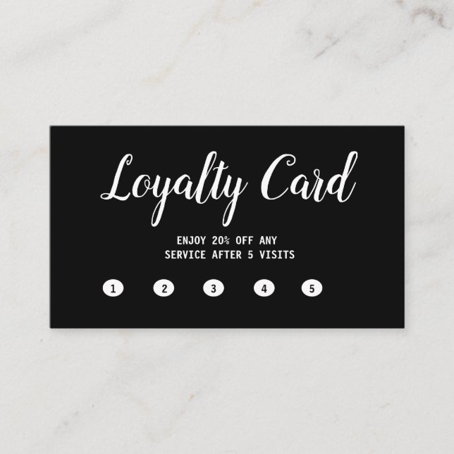simple script minimal black Flat Loyalty Card (Front)