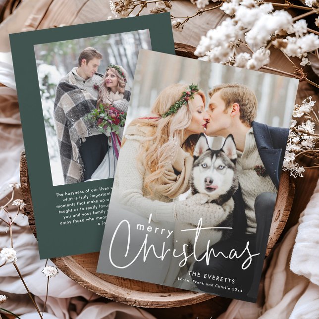 Simple Script Minimal Photo Christmas  Holiday Card (Simple script photo Christmas holiday card.)