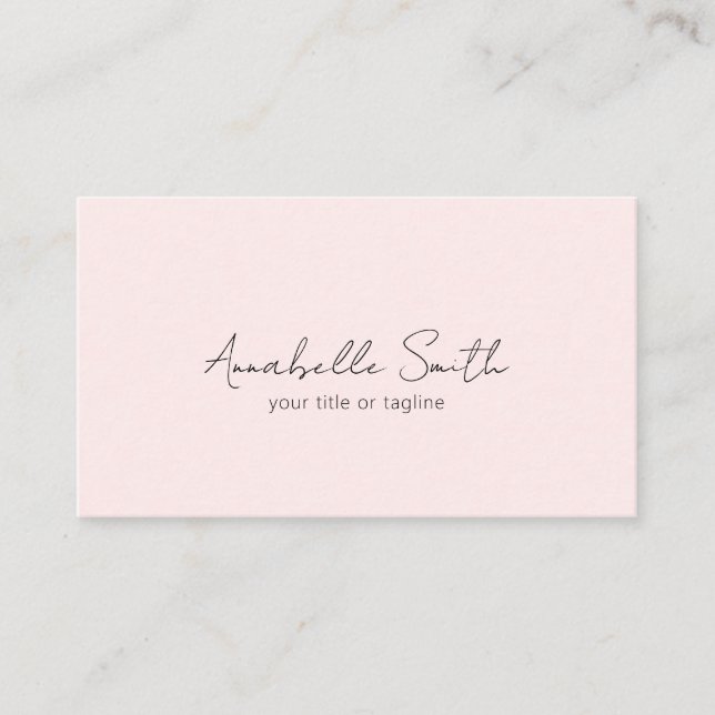 Simple Script Minimalist Modern Blush Pink Elegant Business Card (Front)