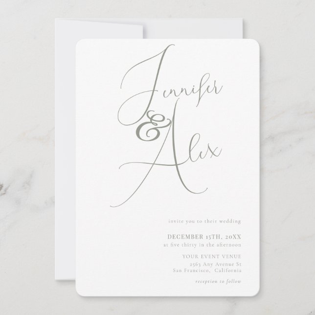 Simple Script Minimalist Photo Collage Wedding  Invitation (Front)