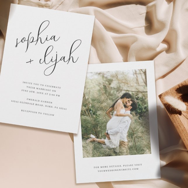 Simple Script Minimalist Photo Wedding  Invitation (Creator Uploaded)