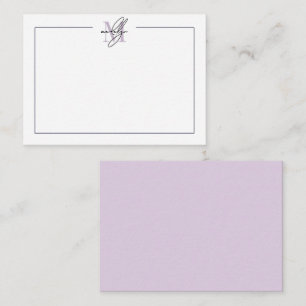 Simple Script Minimalist Purple Name Monogram Card