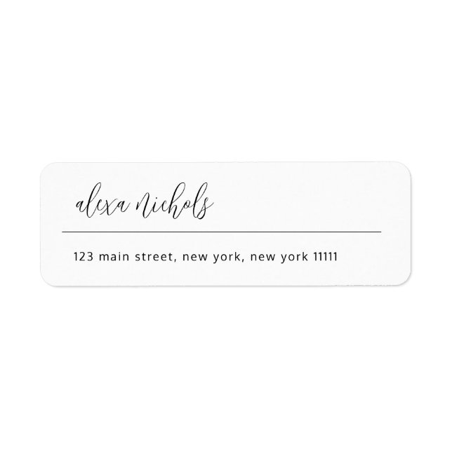 Simple Script Minimalist Return Address Label (Front)