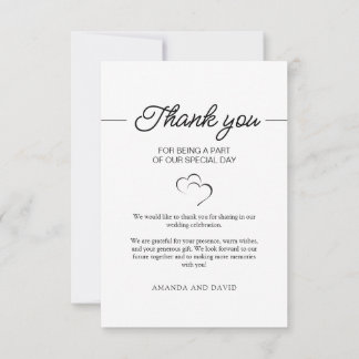 Simple Script Minimalist Wedding Photo Thank You Card