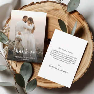 Simple Script Minimalist Wedding Photo Thank You Card