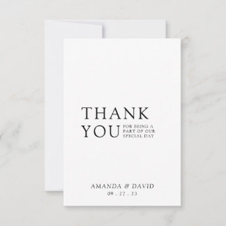 Simple Script Minimalist Wedding Photo Thank You Card