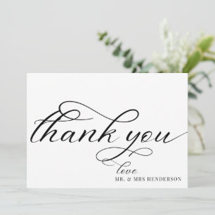 Simple Script Minimalist Wedding Thank You Cards.