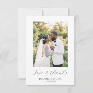 Simple Script Modern Photo Wedding Thank You Card