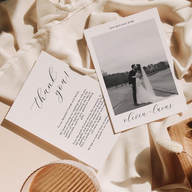 Simple Script Modern Photo Wedding Thank You Card (Creator Uploaded)