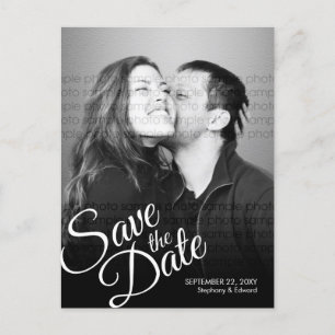 Simple Script Modern Reminder Save the Date Photo Announcement Postcard