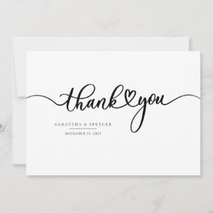 Simple Script Modern Wedding Hand-Lettered Thank You Card