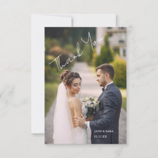 Simple Script Modern Wedding Photo Thank You