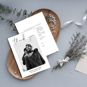 Simple Script Modern Wedding Photo Thank You Card