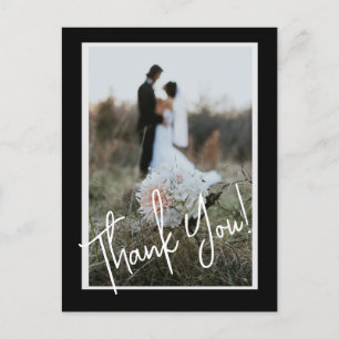 Simple Script Modern Wedding Photo Thank You Postcard