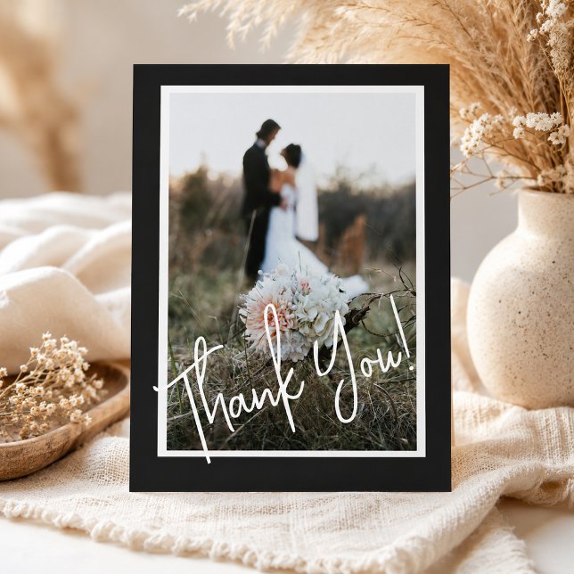 Simple Script Modern Wedding Photo Thank You Postcard (Creator Uploaded)