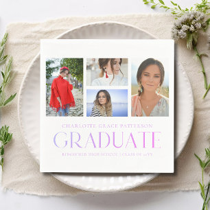 Simple Script Multi Photo Grad Graduation Party Napkin