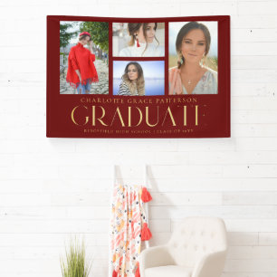 Simple Script Multi Photo Graduation Announcement Banner