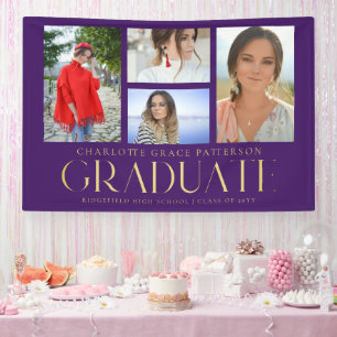 Simple Script Multi Photo Graduation Announcement  Banner
