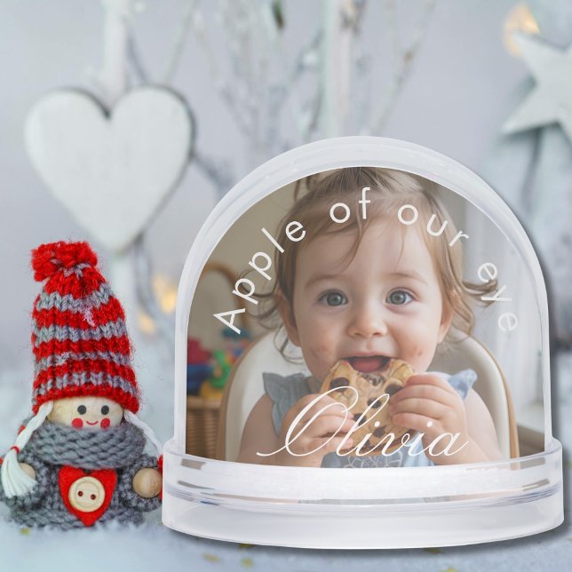 Simple Script Name 2 Photos Cute Personalised Snowglobe (Creator Uploaded)