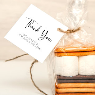Simple Script Name Black and White Thank You   Favour Tags