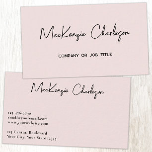 Simple Script Name Modern Blush Pink Business Card