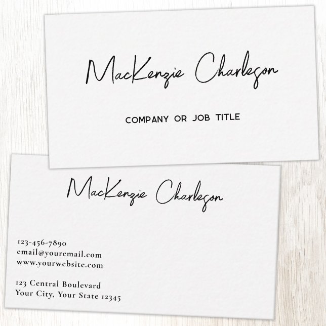 Simple Script Name Modern Professional Business Card (Simple modern minimalist script professional business card design )