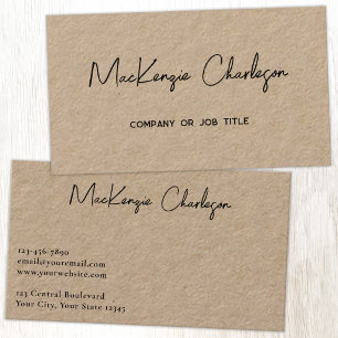Simple Script Name Modern Professional Kraft Business Card