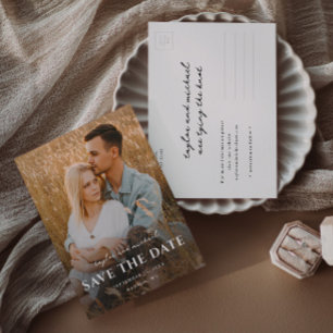Simple Script Names Photo Wedding Announcement Postcard