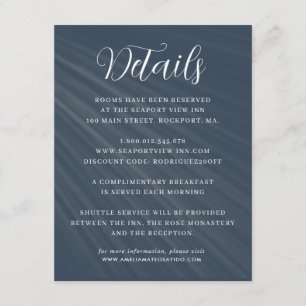Simple Script Navy Blue Wedding Details Enclosure Card