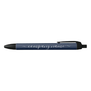 Simple Script - Navy Blue & White - Company/Event Black Ink Pen