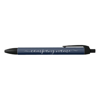 Simple Script - Navy Blue & White - Company/Event Black Ink Pen