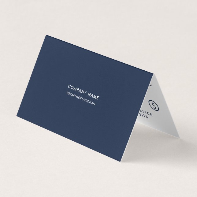 Simple Script - Navy Blue & White Double Loyalty Business Card (Front)