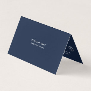 Simple Script - Navy Blue & White Double Loyalty Business Card