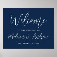 Simple Script Navy Wedding Welcome