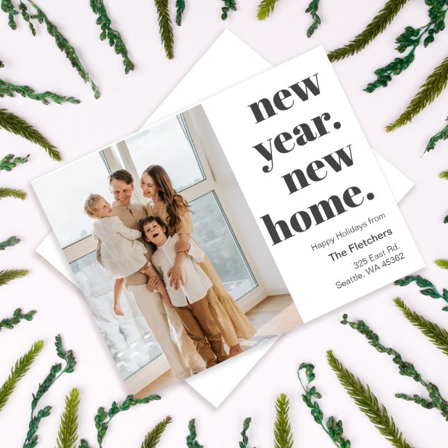 Simple Script New Year New Home Moving Photo Postcard (Creator Uploaded)