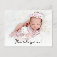 Simple Script Newborn Baby Photo Thank You