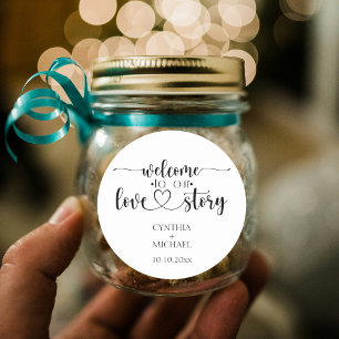 Simple Script 'our Love Story' Wedding  Classic Round Sticker