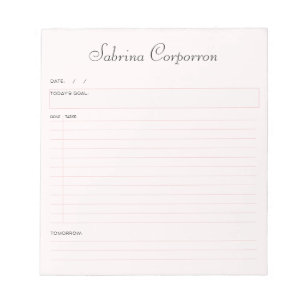 Simple Script Personalised Blush To Do List Notepad