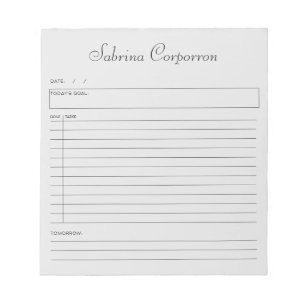 Simple Script Personalised Grey To Do List Notepad
